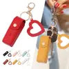 Portable Leather Lipstick Bag Makeup Pouch Lip Balm Bag Keychain Holder Lipsticks Protective Cover With Mirror 1