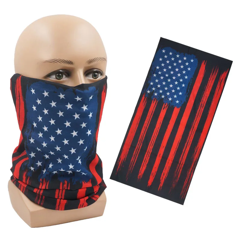 Vintage US Flag Bandannas Mask for Face Microfiber Shield American Style Neck Warmer Breathable Covering Gaitor Hiking Scarf 18