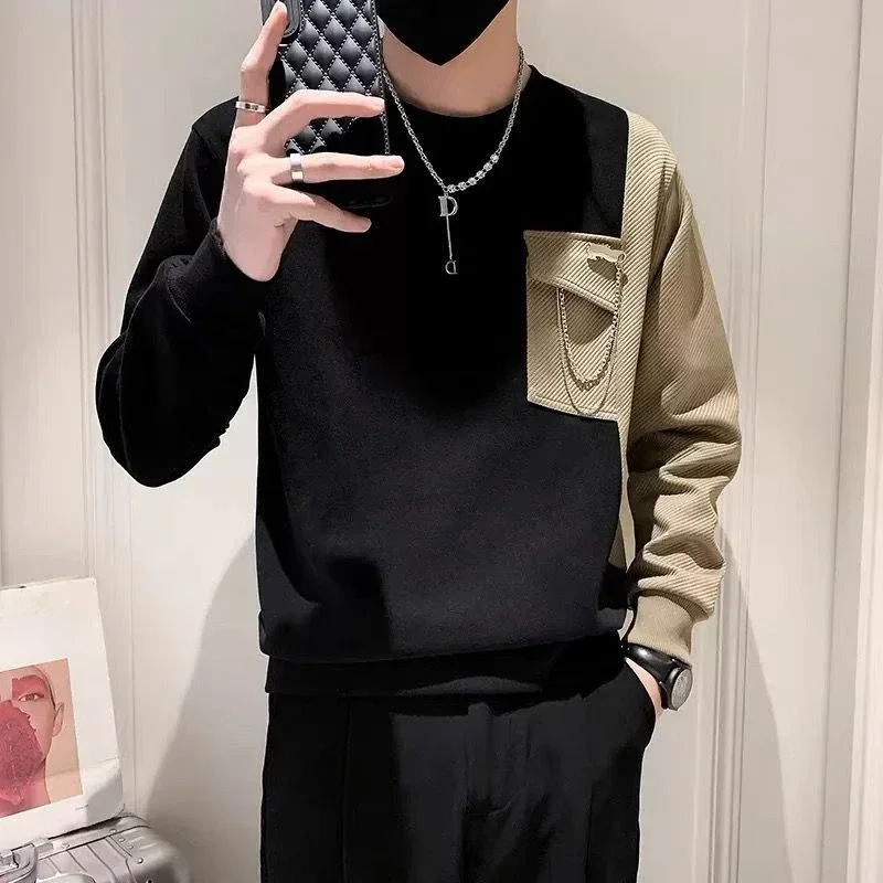 

Sweatshirts for Man White Hoodieless Men's Clothing Spliced Pullover No Logo Top Chain Designer Luxury Warm Harajuku Fashion Emo