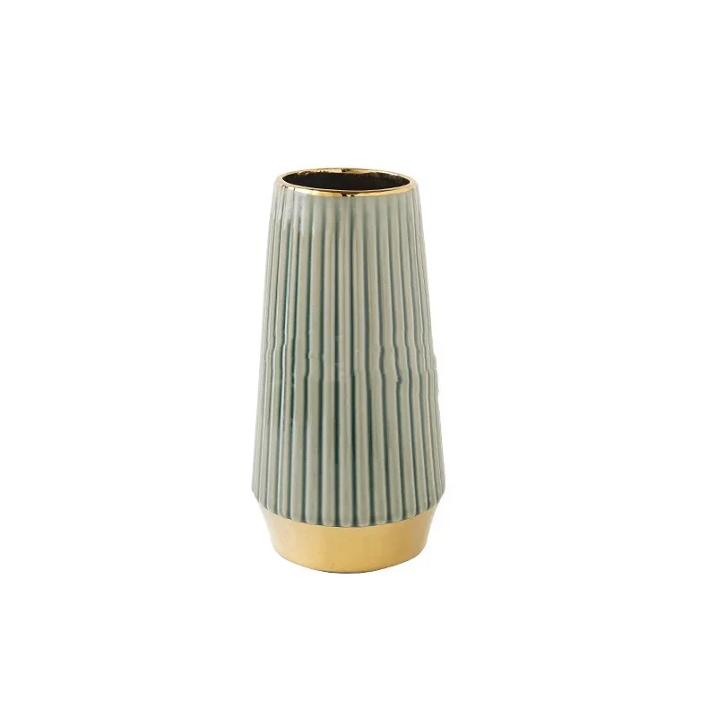 Ceramic Vase Vase with Green Striped Flowers Floral Arrangement Accessories Terrarium Living Room Home Decoration Accessories 6