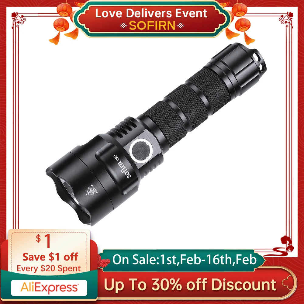 Sofirn C8G Powerful 21700 LED Tactical Flashlight SST40 2000lm 18650 Recharge Battery Torch with ATR 2 Groups Ramping Indicator