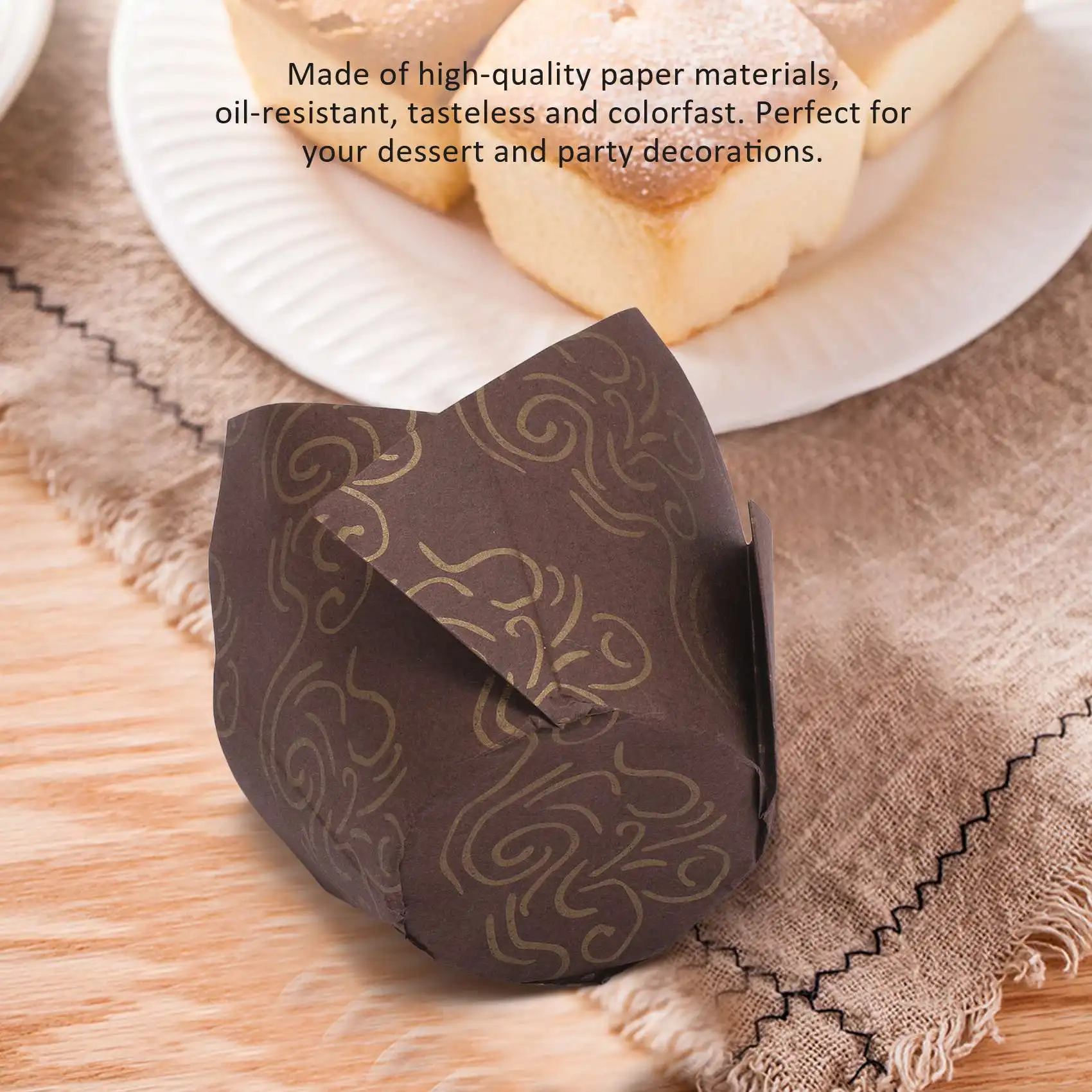 B59ACupcake Molds,200 Pieces Tulip Baking Cups Muffin Cups Cupcake Liners Muffin Cases for Birthday Shower Party 6