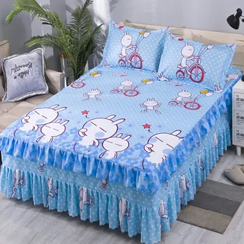 Drap de lit imprimé à bord à trois couches, literie confortable, housse de matelas, extra large, textile de maison 1