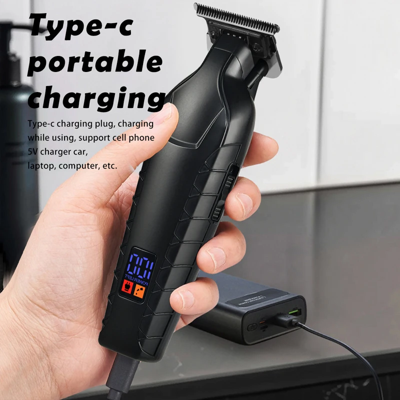 WAIKIL professional men's electric hair clipper oil head electric push shear carving shear USB rechargeable cordless trimmer 6