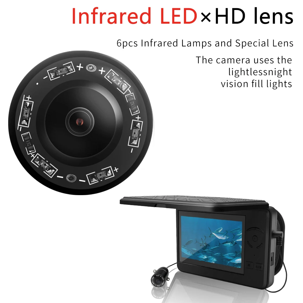 Erchang F431 Underwater Fishing Camera with Recording 15m Infrared LED HD 1280*720P Resolution for ICE/SEA Fishing