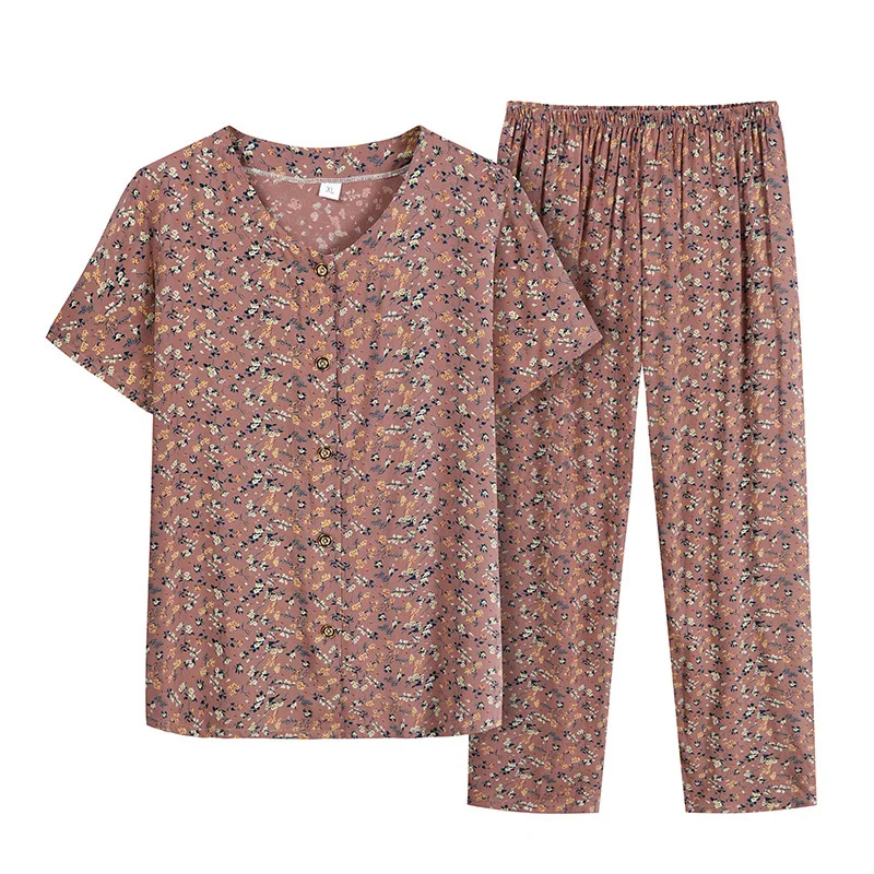 

Женская одежда для женщин среднего возраста Fdfklak, летний костюм, Цветочная одежда, брюки из двух частей с коротким рукавом для мам, Vestido Feminino 4XL