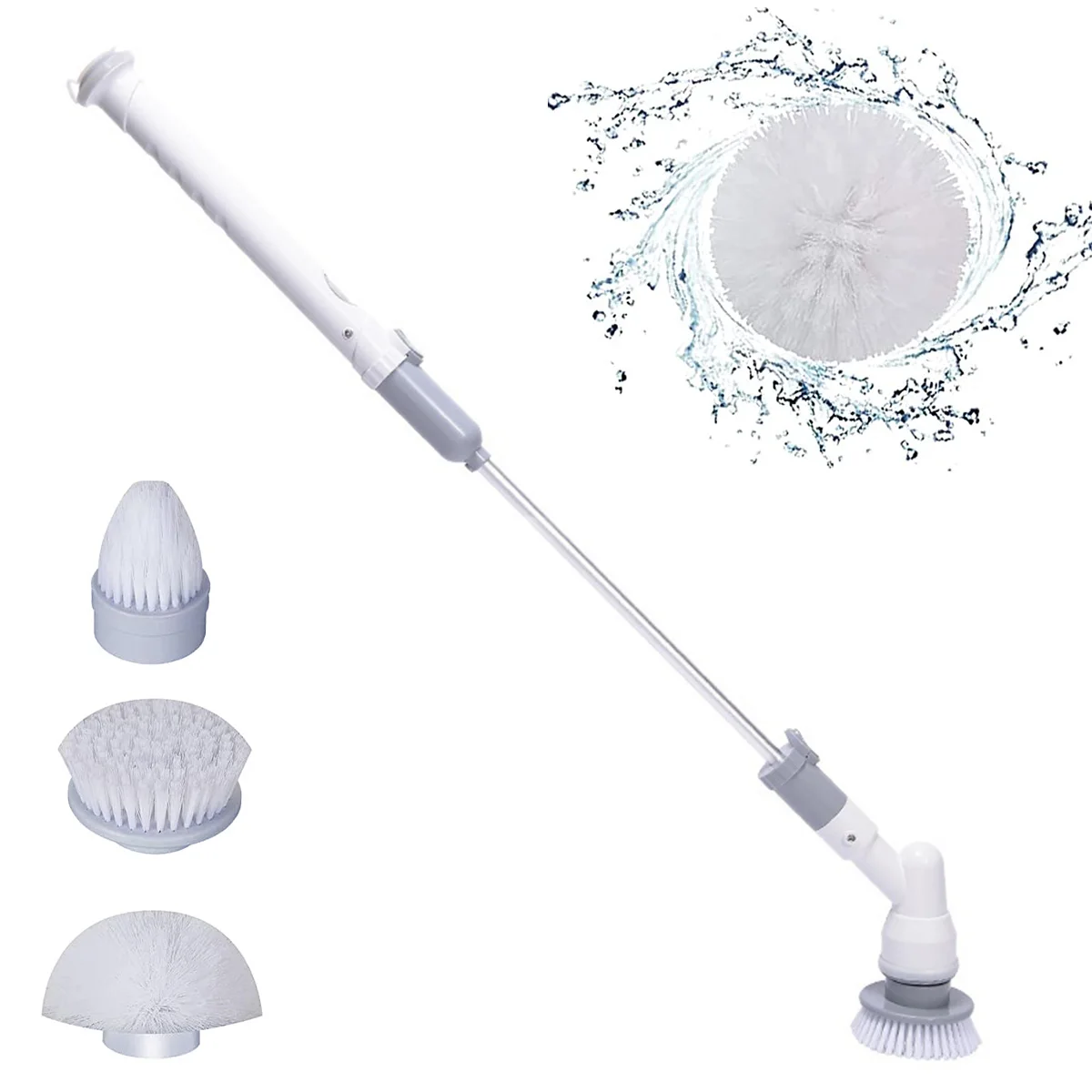 

Electric Floor Scrubber 360°Cordless Spin Scrubber with 4 Replaceable Brush Heads and Adjustable Extension Handle Retractable