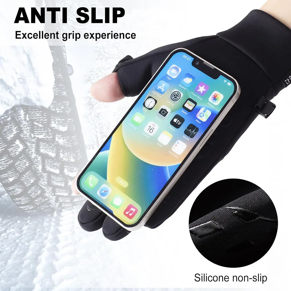 GTUBIKE Winter Gloves for Men Women, Cold Weather Warm Windproof Gloves, Touch Screen Thermal Gloves for Driving Cycling