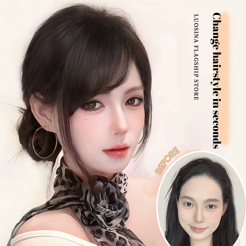 Synthetic Brown Hair Bangs Clip for Women