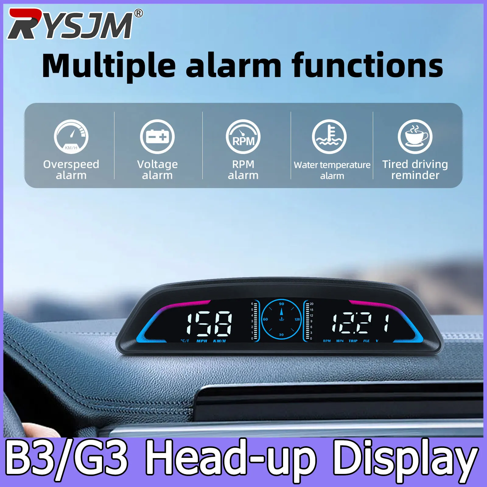 G3 GPS / B3 OBD HUD Digitaler Auto-Tachometer Head-Up-Display Zubehör Auto-Drehzahlmesser Wassertemperaturmesser Smart Gauge