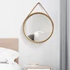 Perforation-free Vanity Mirror Wall-mounted Round Thickened Wooden Border Dressing Mirror Bathroom Mirror Makeup Mirror 5