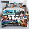 Grand Theft Auto GTA Gamer Comforter Bedding Set,Fashion Polyester Duvet Cover Bed Set Pillowcase, King Queen Size Quilt Cover 3