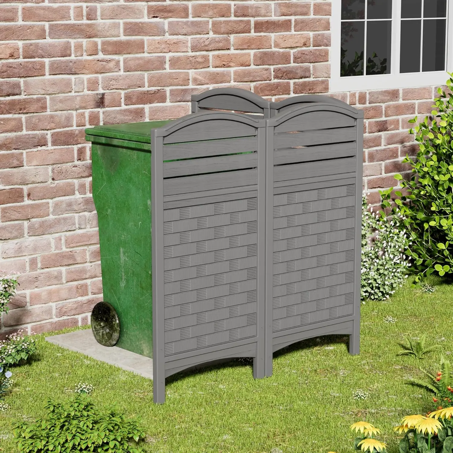 Outdoor Fence Privacy Panels,Resin Privacy Fence Panels for Outside,Air Conditioner/Trash Can/Pool Equipment Enclosure 4-Pack