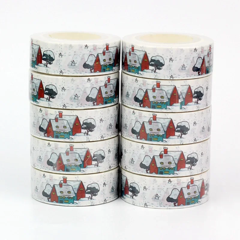 

NEW Bulk 10PCS./Lot Decor Winter Snow Houses Washi Tapes for Journaling Scrapbooking Stickers Masking Tape Cute Papeleria