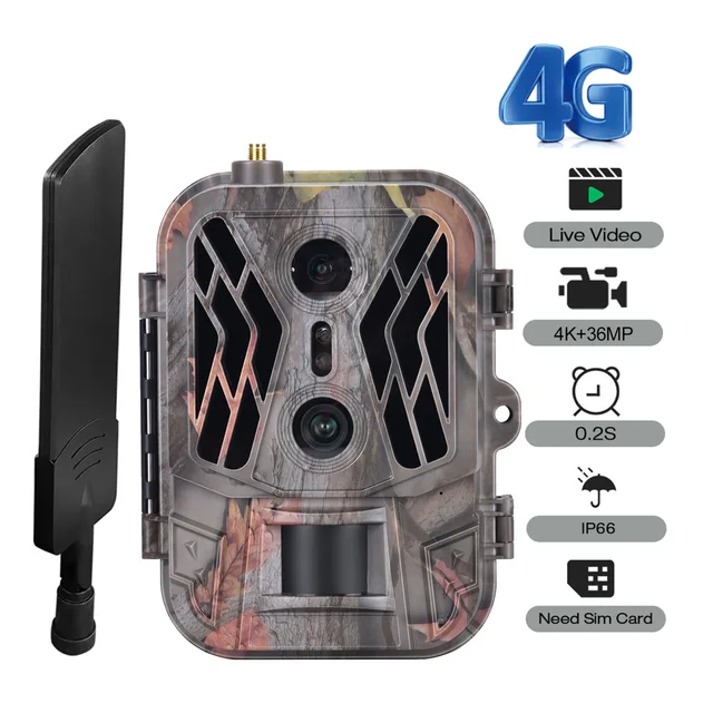 4G Tracking Camera 4K  APP Control Cloud Service 8000Mah Lithium-Battery Hunting Camera  Cam Dual Lens Detection Wildlife came