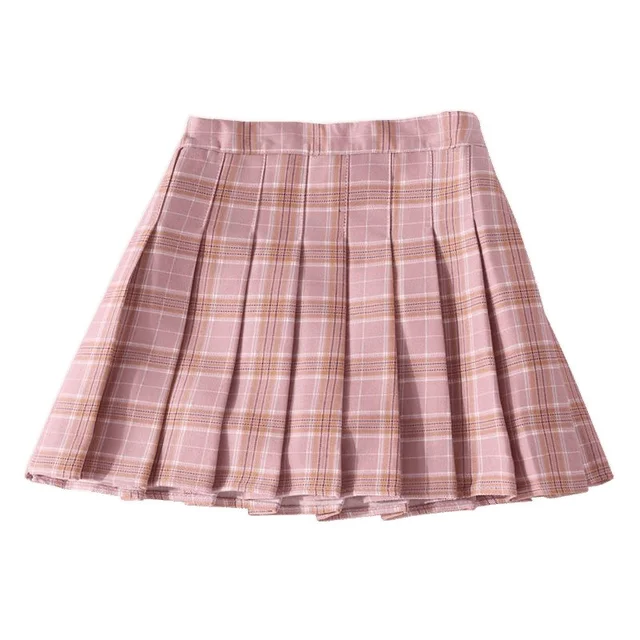 Women Summer Preppy Style Plaid Pleated Skirt School Uniform