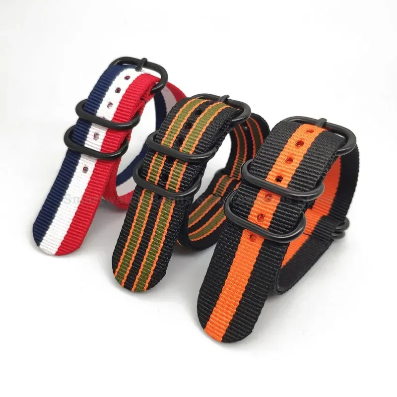 Nylon Fabric Woven Watch Strap with Black Buckle