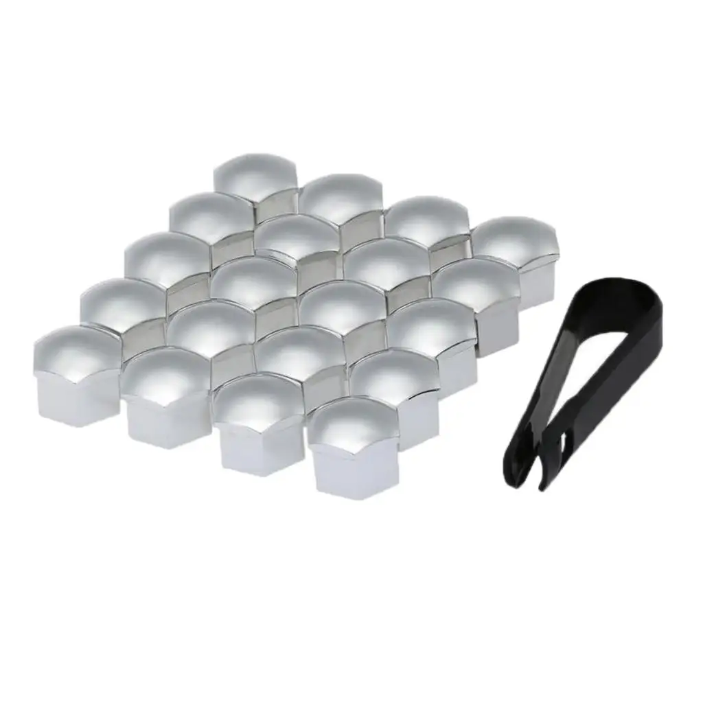 2x 20 Pieces 17mm Caps for Wheel Bolts Caps Set Wheel-Silver, 17mm