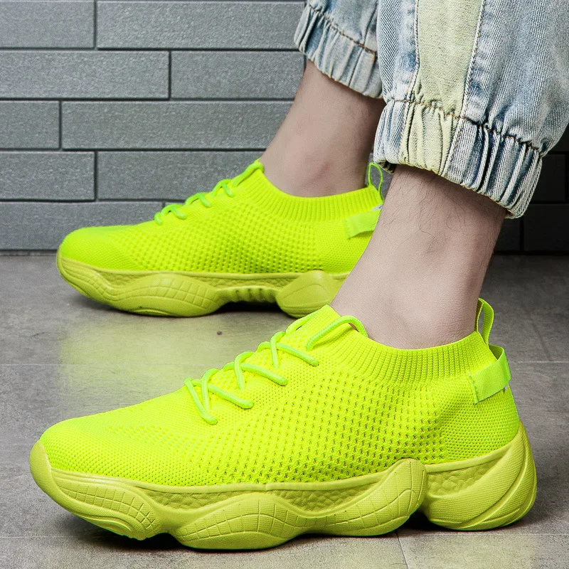 Unisex Fashion Sneaker Women Casual Loafers Stretch Fabric Woman Breathable Platform Shoes Plus Size Ladies Shoes Spring Autumn