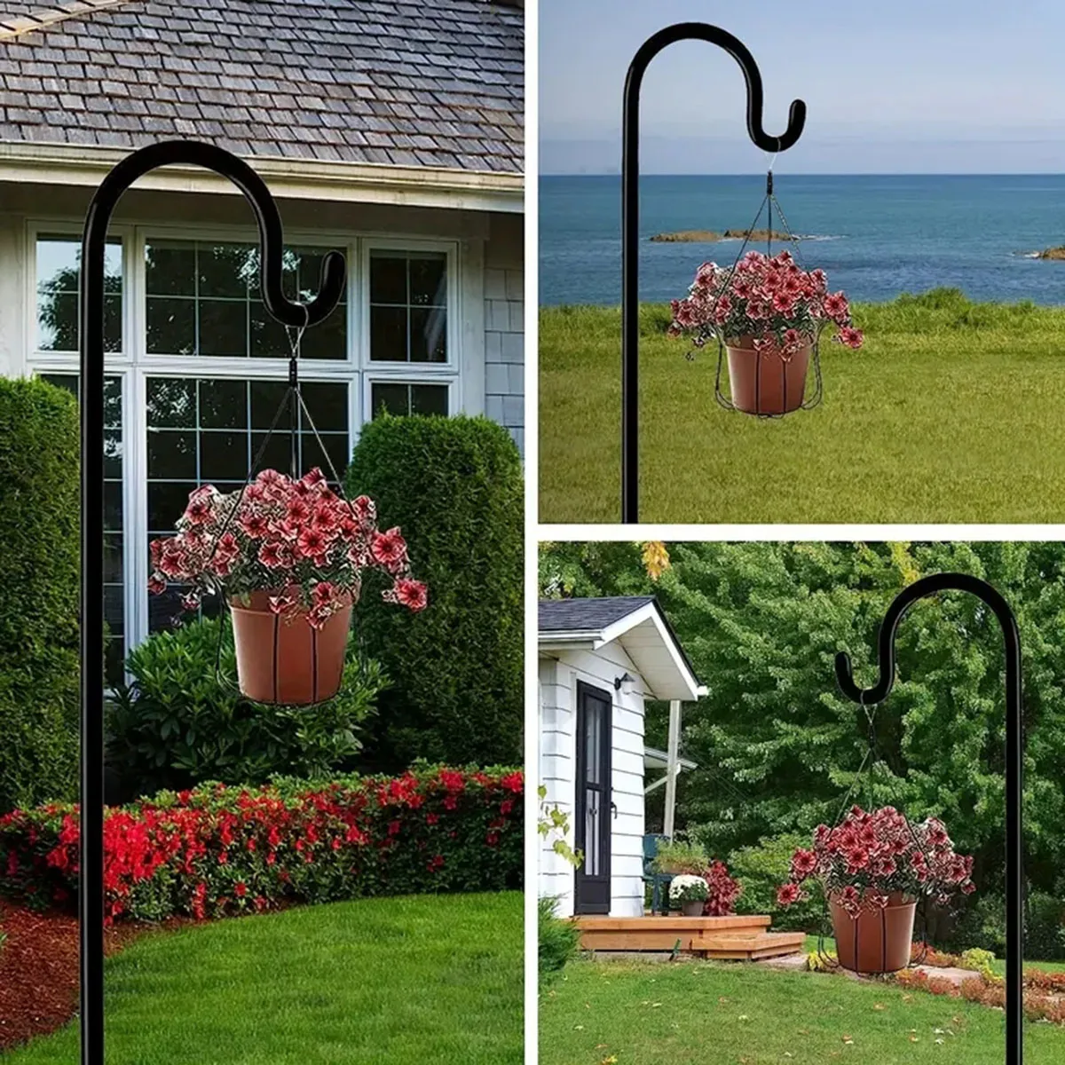 1pc Shepherd Hooks Thick Adjustable Rust Resistant Shepards Hooks For Outdoor Solar Lights, Lanterns, Flower Basket, Bird Feeder 5