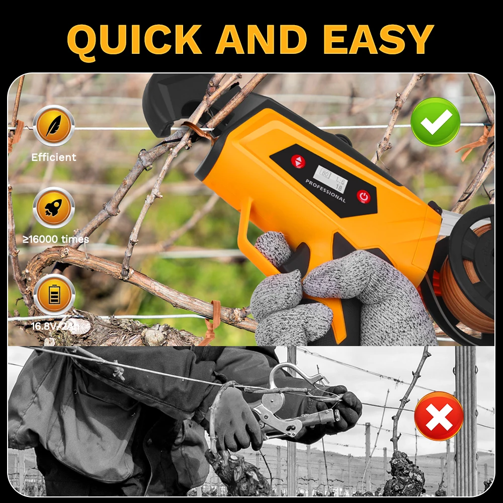 Swanosft Cordless Electric Tying Machines For Vineyards, Grape vine tying machine 2*2ah battery Professional 16.8V vine binder 4