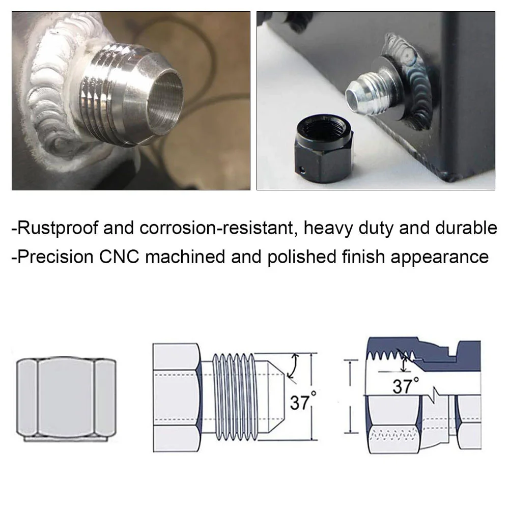 1PCS Aluminum Nitrous Hose Fitting AN6 AN8 AN10 AN12 AN16 AN20 Male Billet Straight Male Weld Fitting Adapter Weld Bung