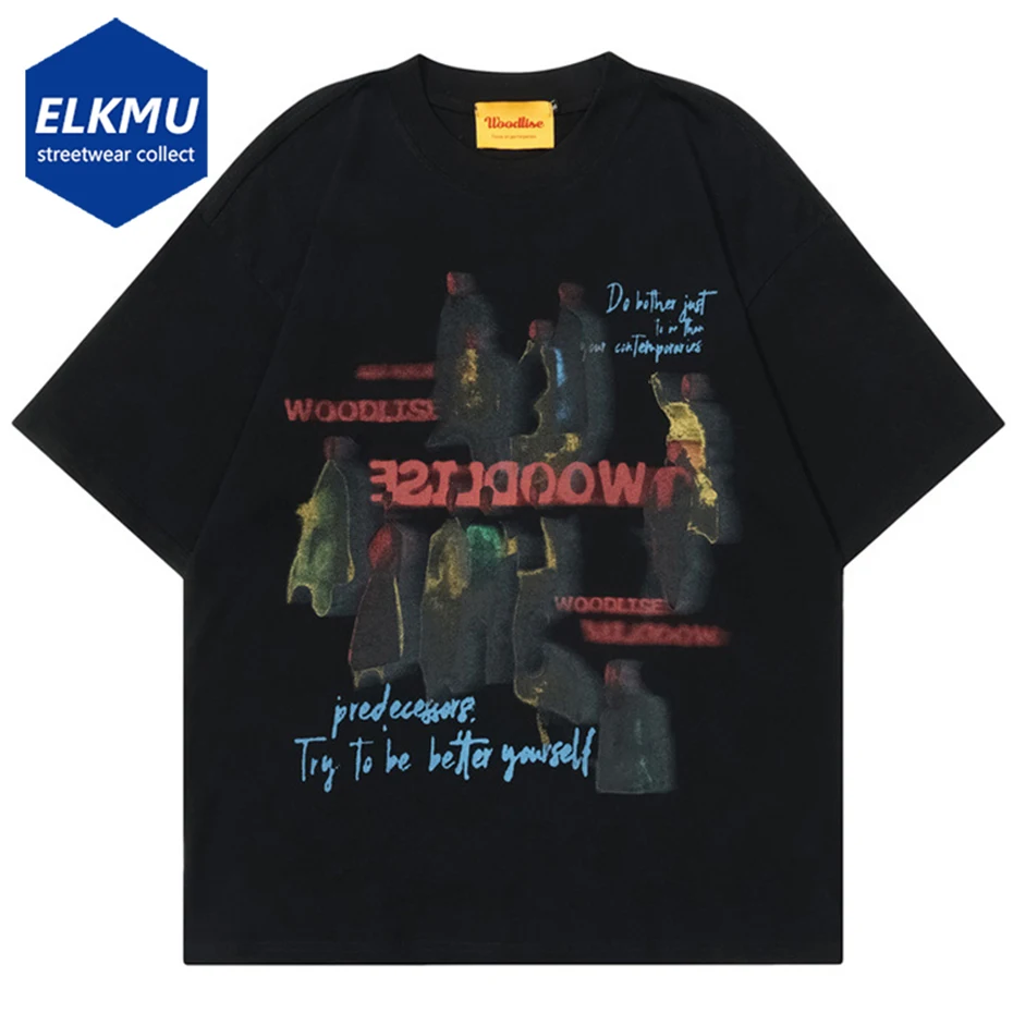 

Футболка мужская оверсайз с принтом в стиле хип-хоп, уличная одежда в стиле Харадзюку, повседневные топы, свободная рубашка с коротким рукавом, лето 2024