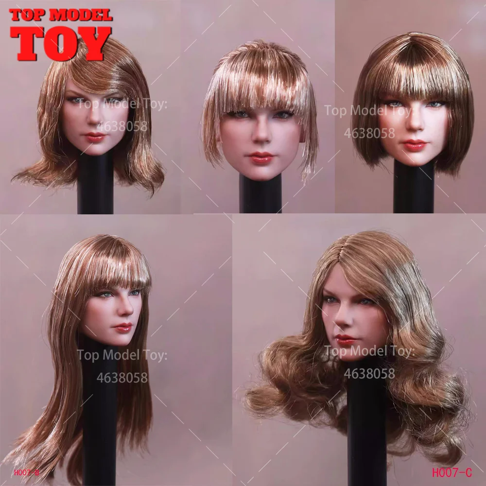 HaHtoys H007 1/6 American Singer Taylor Head Sculpt Hair Transplant Head Carving Model For 12" Female Action Figure Body Dolls