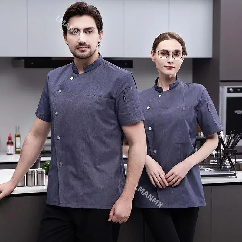 Chef Uniform Unisex Short Sleeve Kitchen Cook Coat Chinese Restaurant Waiter Uniform Top chef uniform
