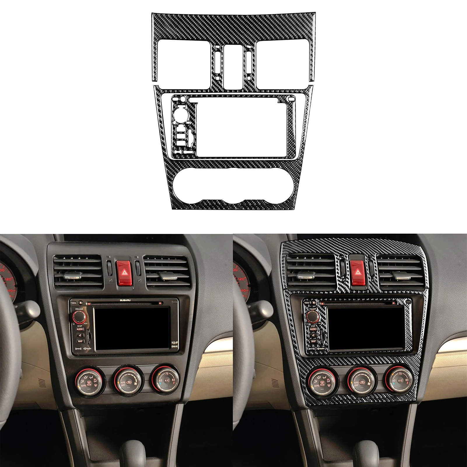

For Subaru Impreza 2012-2016 For XV Crosstrek 2013-2017 Car Carbon Fiber Interior Center Air Vent Navigation Bezel Set Sticker