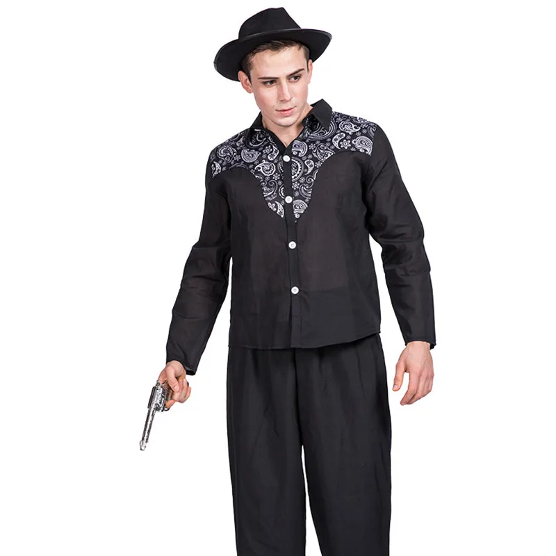 

Костюм магический черный мужской для косплея в Западном ковбойском стиле на Хэллоуин для взрослых, костюм Пурим, карнавал, парад, ночной клуб, бар, платье для ролевых игр и вечеринок