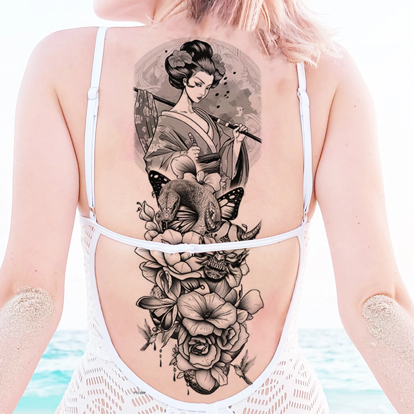Wasserdichte Temporäre Tattoo-Aufkleber – 3 Stück, Bunt, Japanischer Stil, Für Arm & Körper