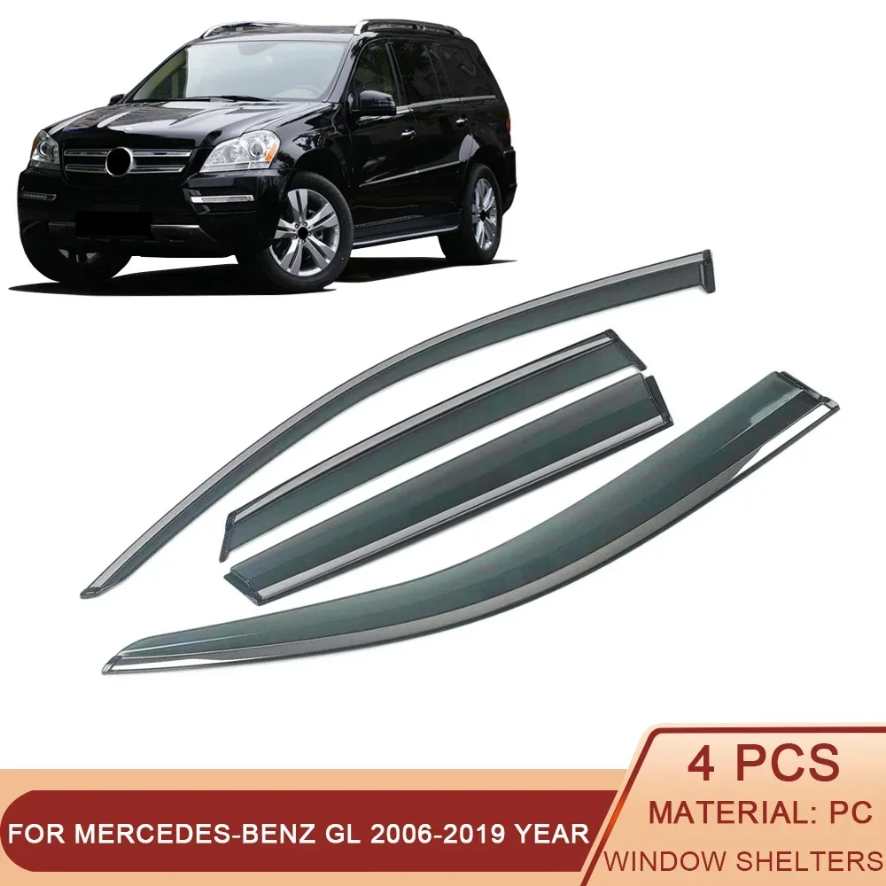 

For Mercedes-Benz GL 2006-2019 X164 X166 Car Window Sun Rain Shade Visors Shield Shelter Deflector Cover Trim Frame Sticker