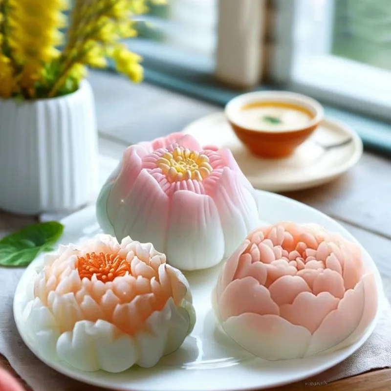 

Multi Style Flower Silicone Mold DIY Handmade Lotus Peony Flower Shaped Fondant Cake Chocolate Japanese Wagashi Baking Tools