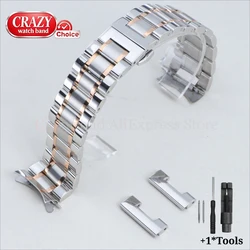 Elegant Stainless Steel Watch Strap Replacement - 22mm (Silver - Rosegold)