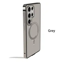 2025 Premium Magnetic Full Protection Metal Case - Galaxy S25Ultra (Light Gray)