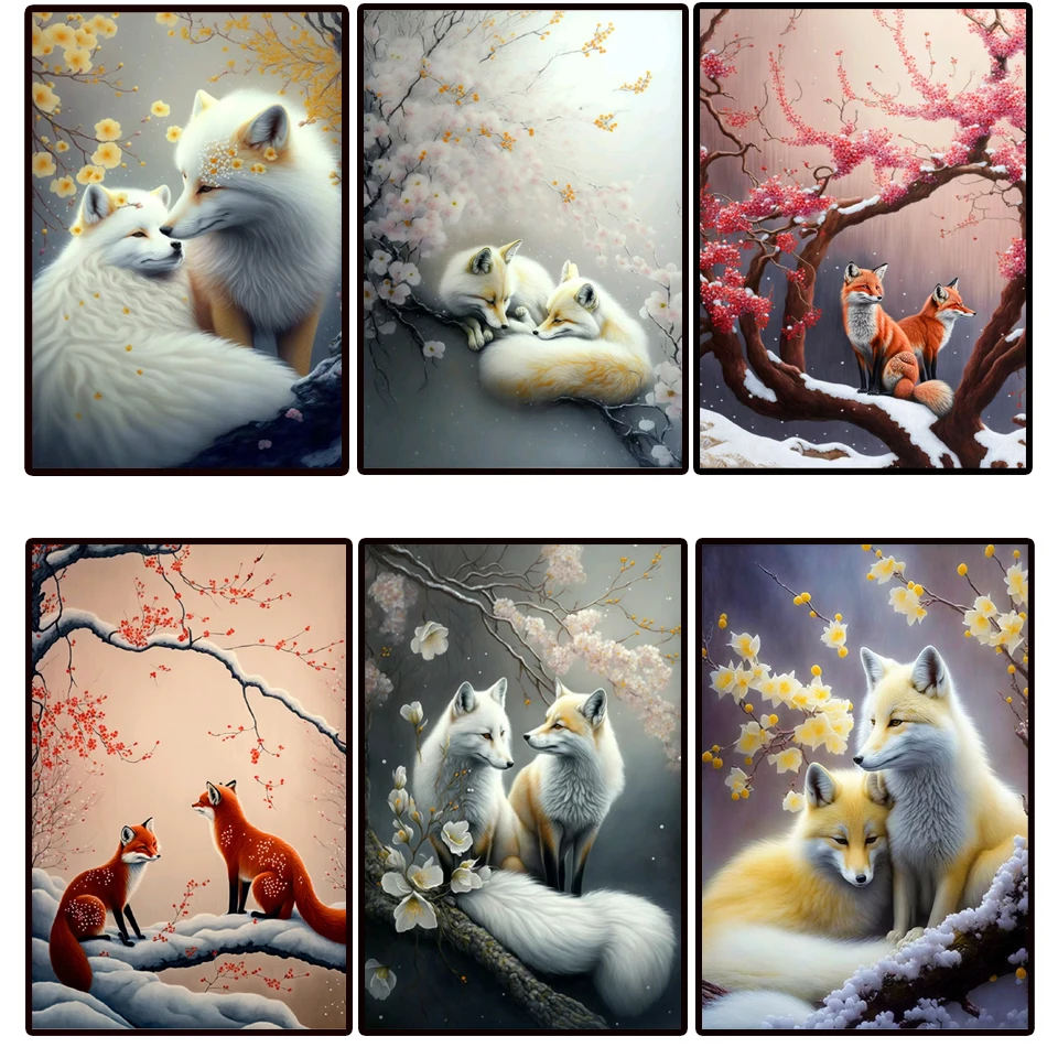 Woman And Fox Diamond Painting Design Embroidery Artistic Style House  Decoration