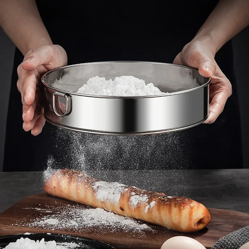 Kitchen Ultrafine Mesh Flour Sifter Professional Round Sieve Stainless Steel Sugar Sieve Cake Baking Strainer 1pc flour sifter