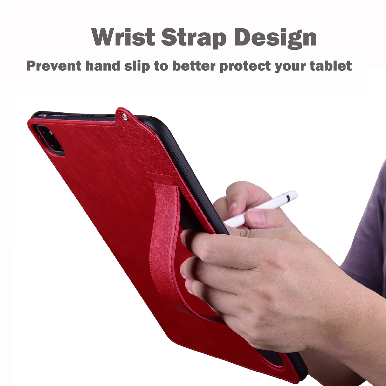Premium PU Leather Tablet Case with Hand Strap - Soft Protective Cover