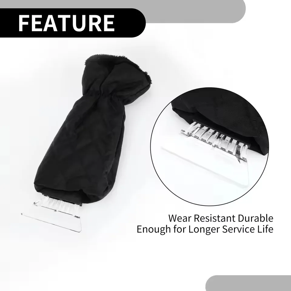 Car Windshield Snow Removal Scraper with Warm Gloves Winter Ice Removal Shovel Window Glass Defrosting Tool Car Maintenance