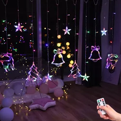 Christmas tree deer bells string lights 220V 110V  Garland String Fairy Lights Outdoor For Home Wedding Party New Year Decor