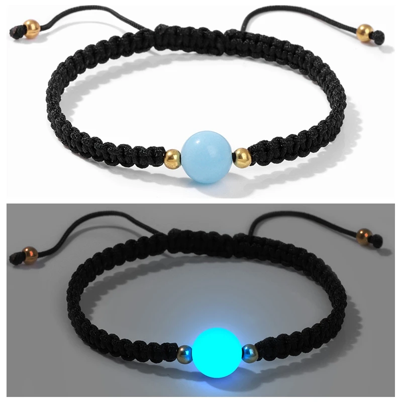 Pulsera luminosa elástica de piedra natural de 0.315 in que brilla  intensamente de las pulseras fluorescentes de la manera simple