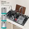 Digital Display Waterfall Sink Multifunctional Stainless Steel Large Single Slot Kitchen Accessories Gourmet Faucet Kitchen 1