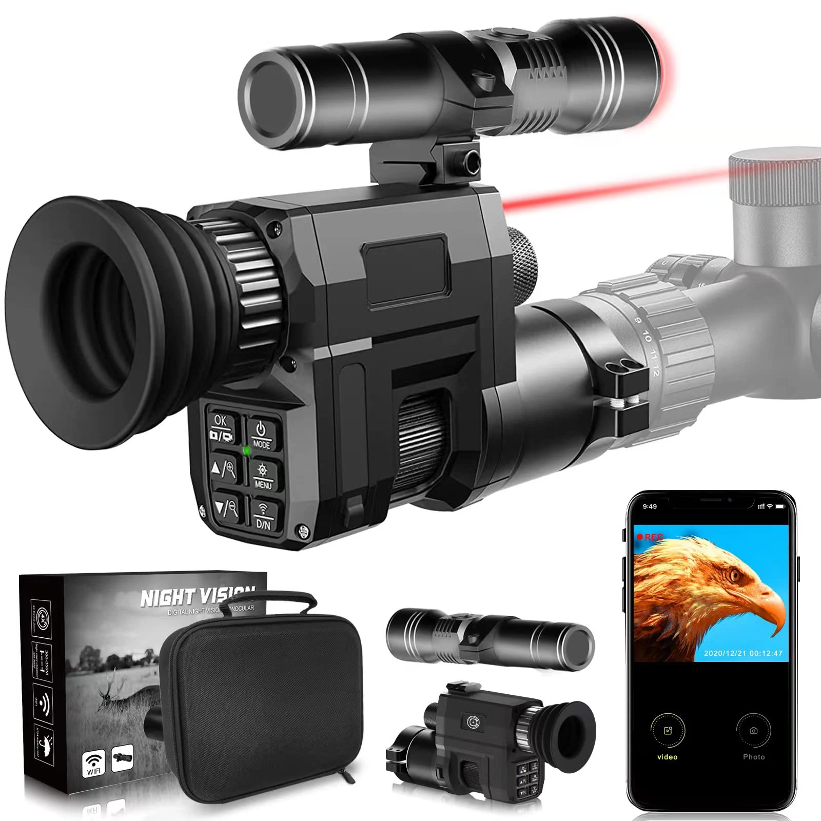 Mira telescópica Digital para Rifle de caza, mira de visión nocturna con Clip, Monocular, visión
