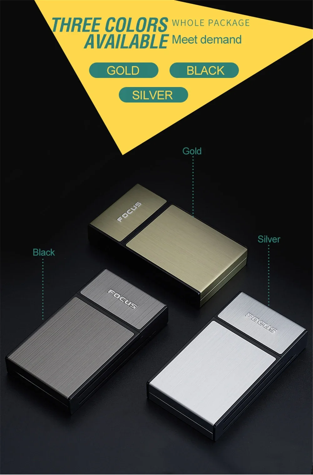 Description Picture 6 of itemSlim 100mm Metal Portable Cigarette Box 20pcs Capacity Cigarette Case Cigar Tobacco Holder Pocket Box Smoking Accessories Gadget