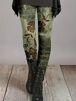 Plus Size Women Vintage Ethnic Style Printed Leggings Plus Size Women Clothing