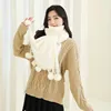 New 2025 Autumn Winter Pure Color Rabbit Fur Ball Scarf Women's Versatile Fake Cashmere Scarf Double Use Shawl Neck Warmer