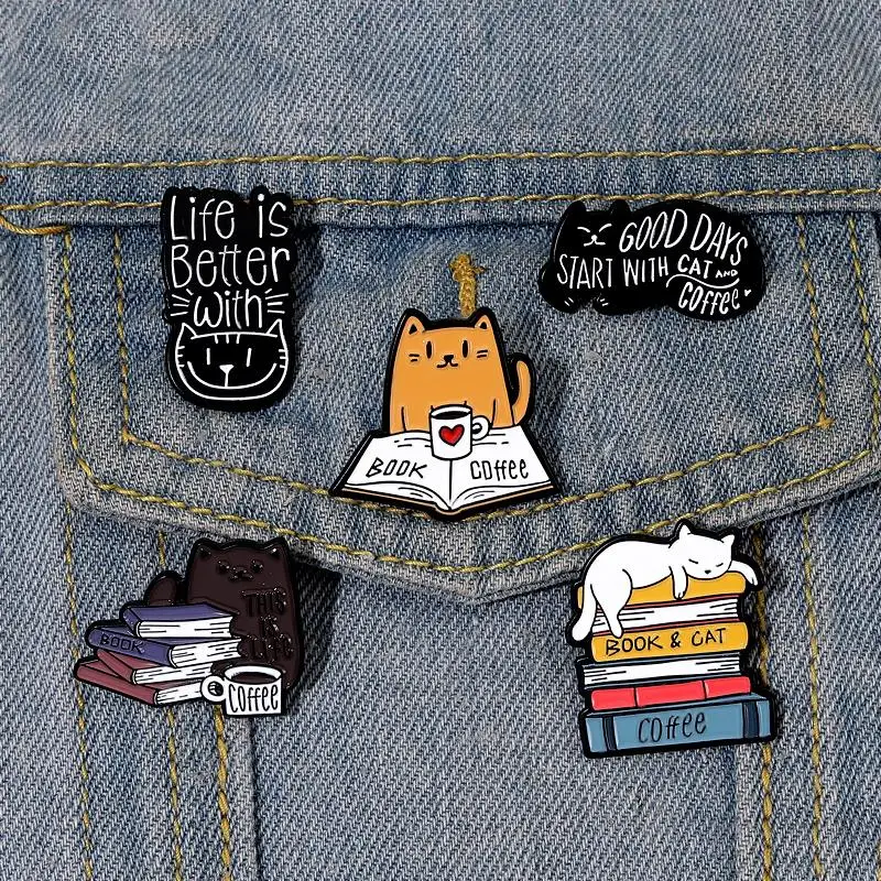 

Это Life эмалированные булавки на заказ, кошки, книги, значки с лацканами, животные, животные, питомцы, чтение, ювелирные изделия, подарок для детей, друзей