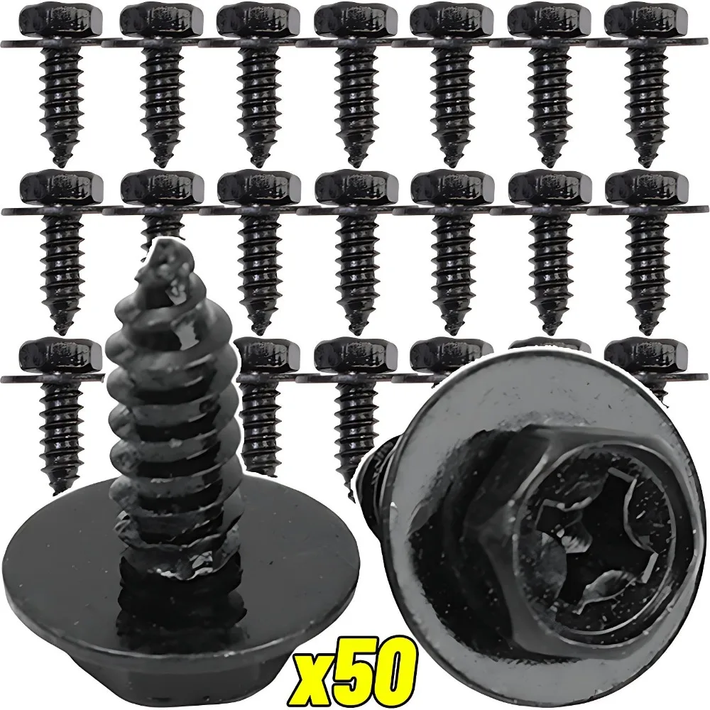 M6*16 Hex Flange Self-Tapping Screws for Toyota Honda Ford Car Bumper Fender Mudguard Carbon Steel Screws Fastener Auto Parts