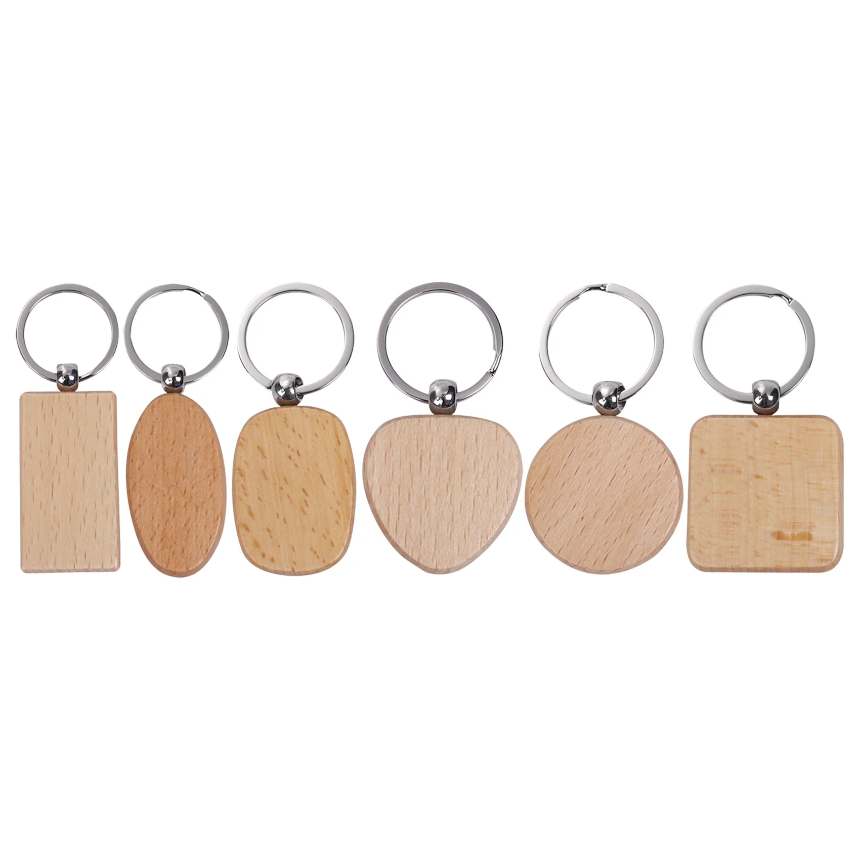 

20 Pcs Blank Wood Wooden Keychain Diy Custom Wood Key Chains Key Tags Anti Lost Wood Accessories Gifts (Mixed Design)